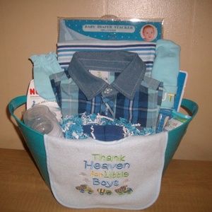 Thank Heaven for Little Boys 16 piece Gift Basket